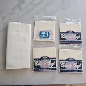 Charles Craft Aida Cloth‎ Cross Stitch Fabric 14 18 Count Ivory Cotton Lot